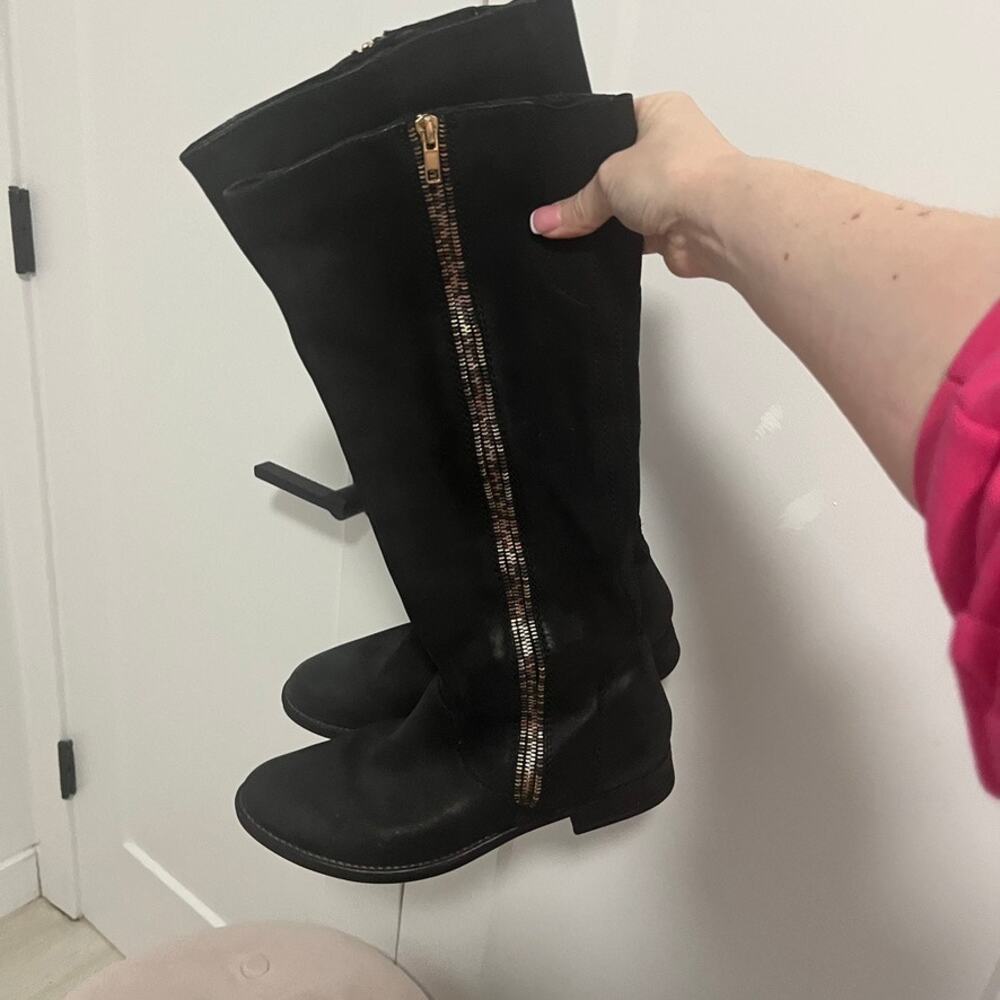 Steve Madden Black Zipper Detail Tall Boots Size 10